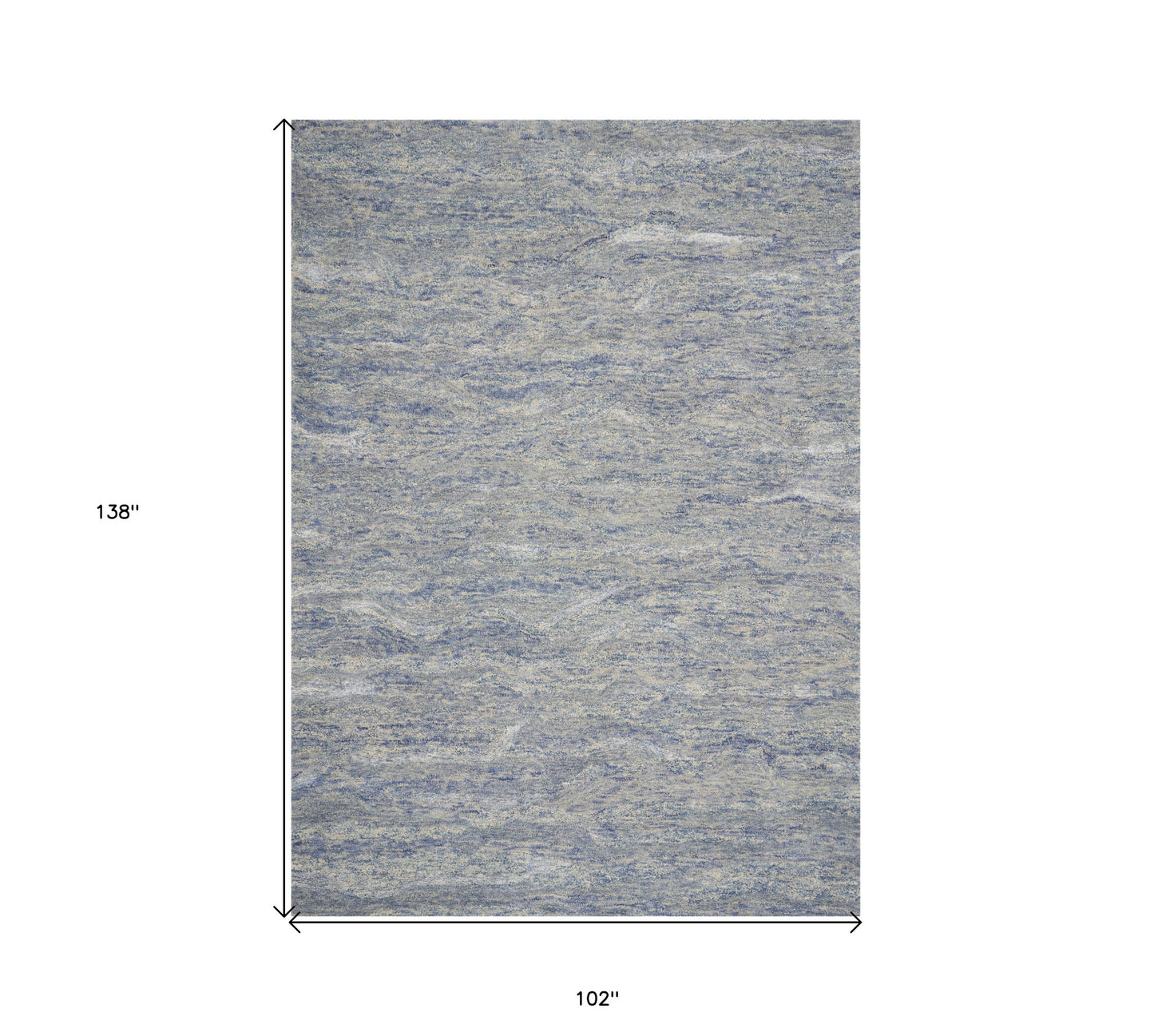 7 X 9  Wool And  Viscose Ocean Blue Area Rug
