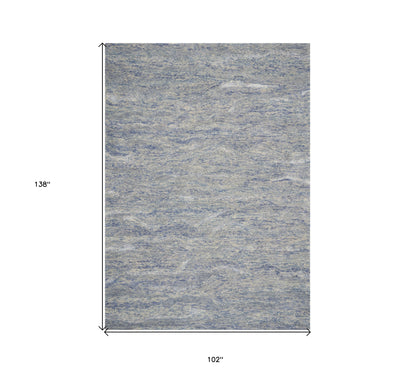 7 X 9  Wool And  Viscose Ocean Blue Area Rug