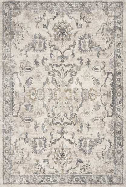 9' X 13' Ivory Machine Woven Distressed Floral Traditional Indoor Area Rug - 106.0" (H) x 156.0" (W) x 0.5" (D)