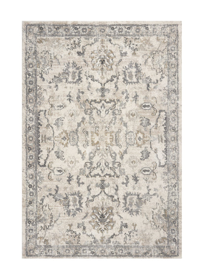 9' X 13' Ivory Machine Woven Distressed Floral Traditional Indoor Area Rug - 106.0" (H) x 156.0" (W) x 0.5" (D)