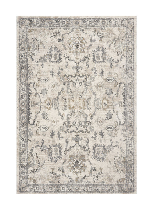 9' X 13' Ivory Machine Woven Distressed Floral Traditional Indoor Area Rug - 106.0" (H) x 156.0" (W) x 0.5" (D)