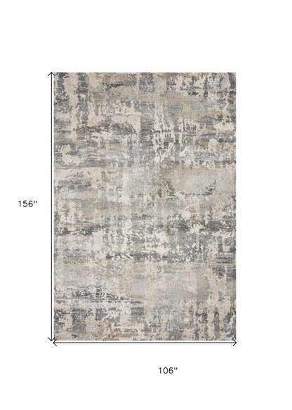 8' X 13' Shade Of Gray Abstract Area Rug