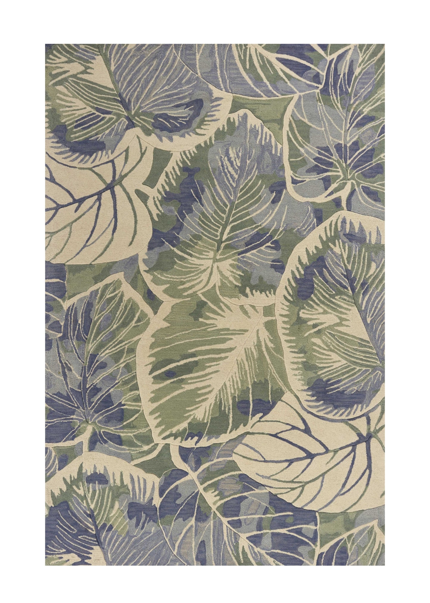 5' X 8' Blue Green Hand Tufted Caladium Indoor Area Rug