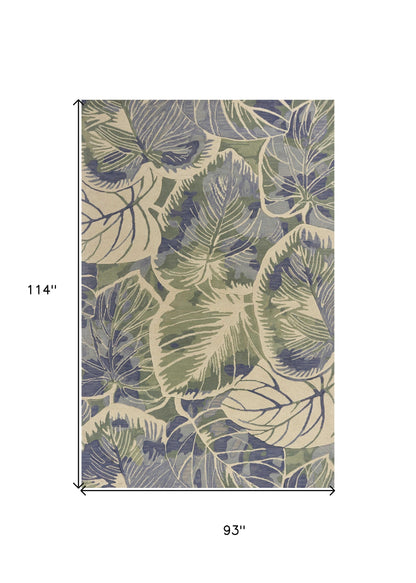 5' X 8' Blue Green Hand Tufted Caladium Indoor Area Rug