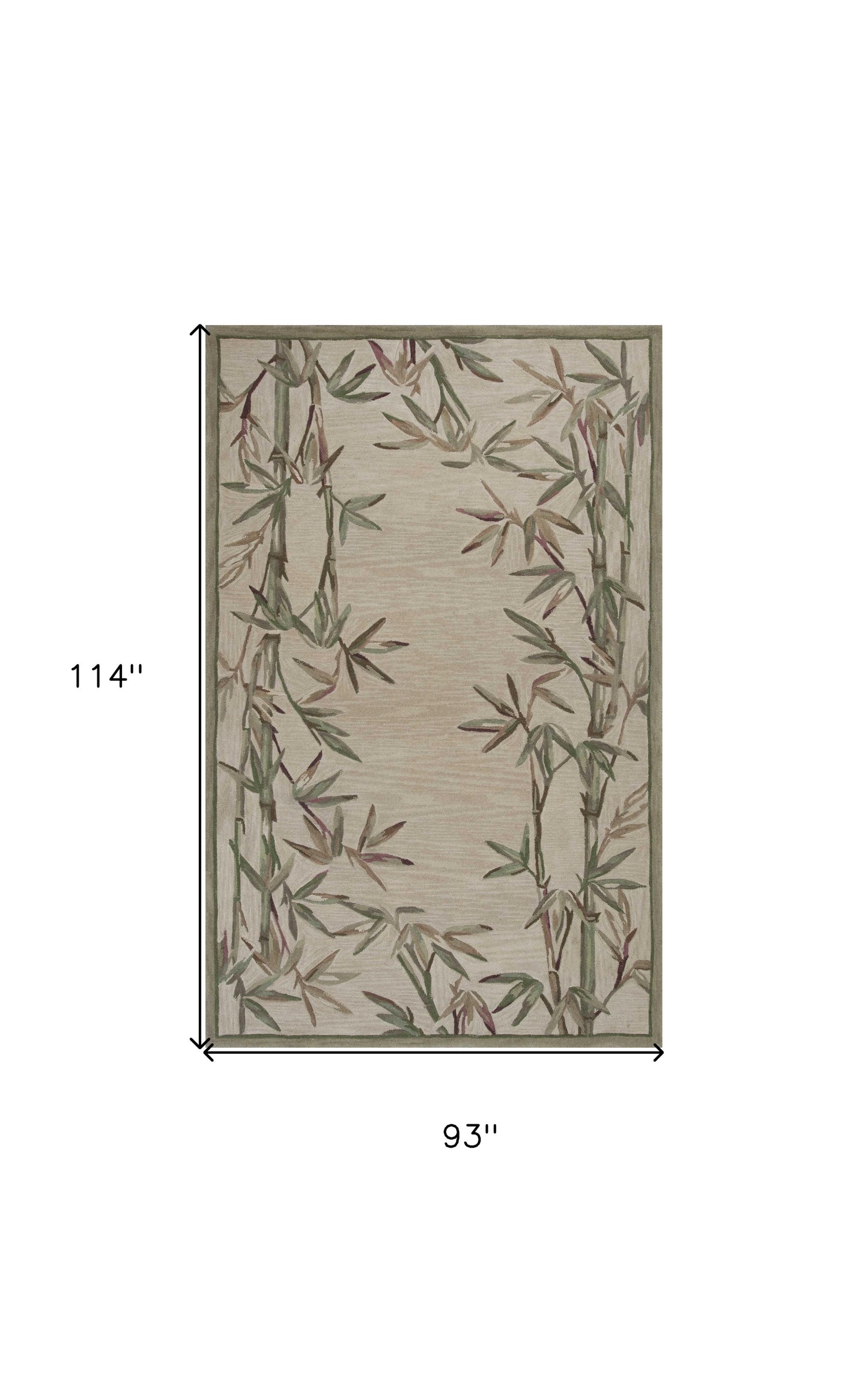 5'X8' Ivory Hand Tufted Bordered Bamboo Indoor Area Rug