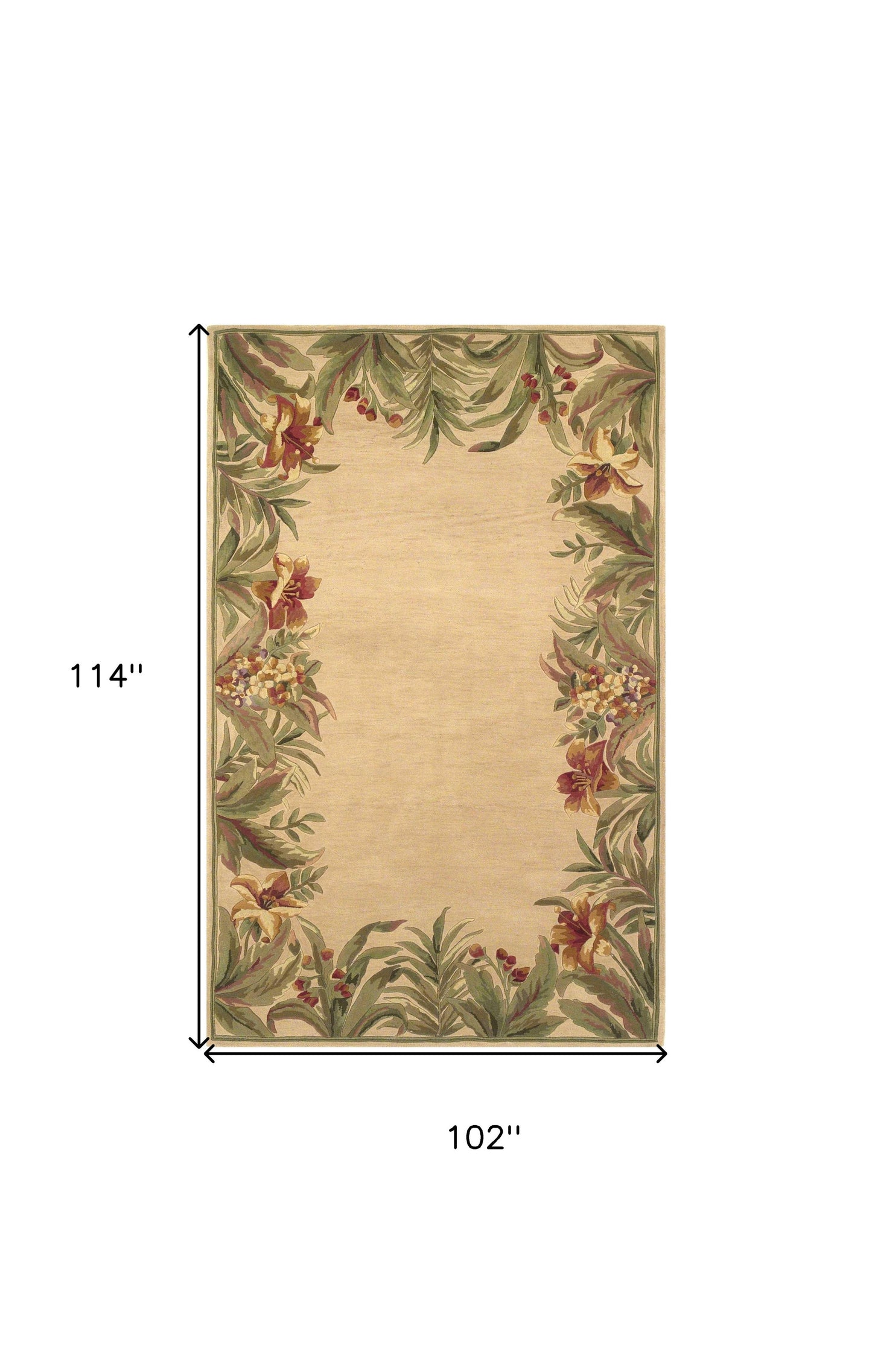 5' X 8'  Wool Ivory  Area Rug