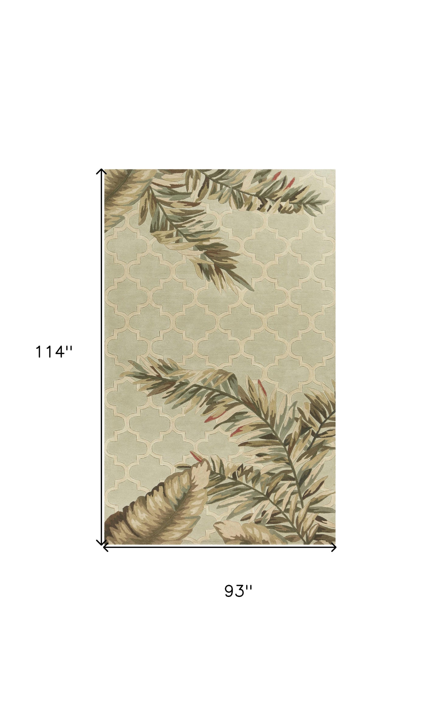 5'X8' Sage Green Hand Tufted Tropical Quatrefoil Indoor Area Rug