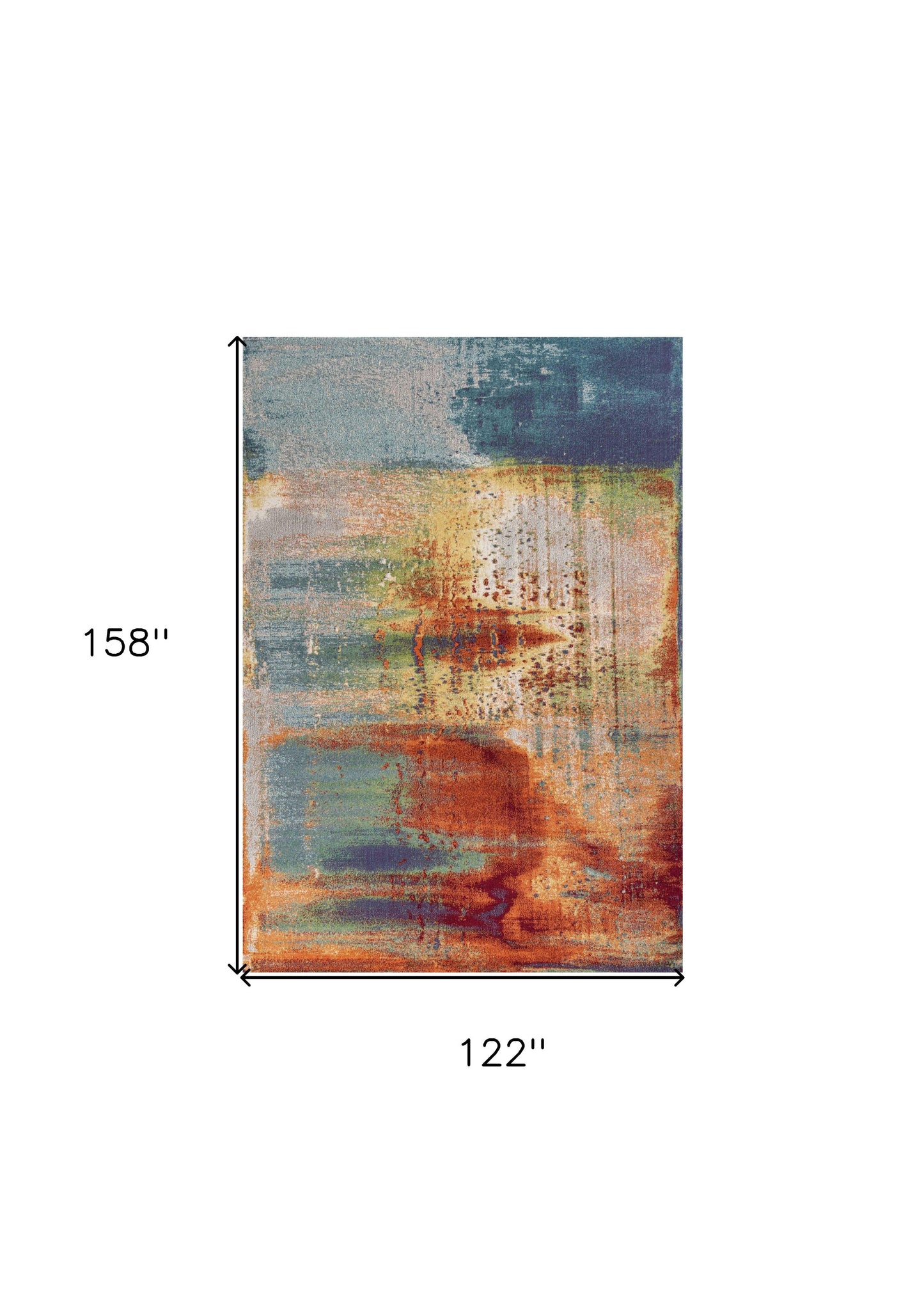 10' X 13' Blue Rust Orange Machine Woven Abstract Brushstrokes Indoor Area Rug - 24.0" (L) x 35.5" (W) x 1.0" (H)