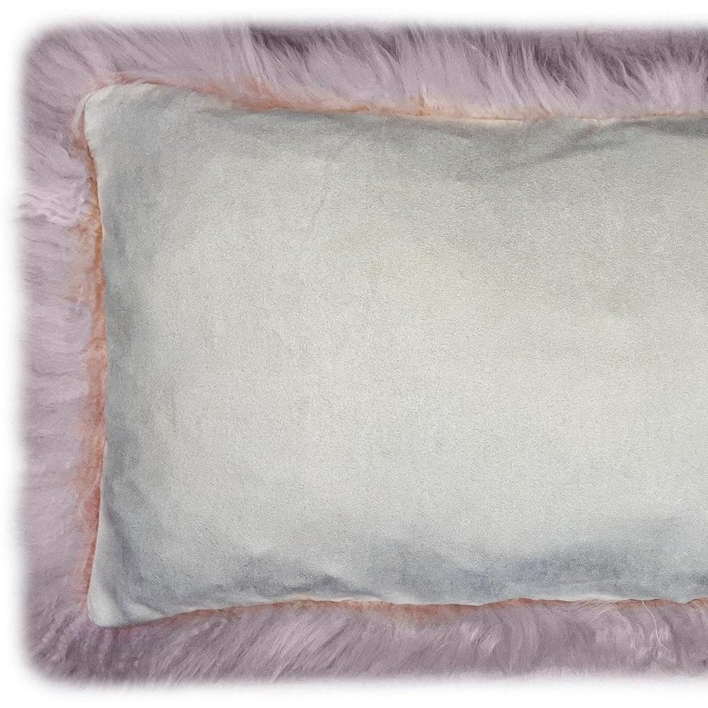 Set Of Two Blush Genuine Sheepskin Lumbar Accent Pillows — view 5
