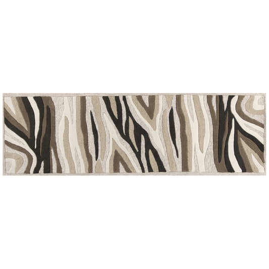 2' X 7' Natural Abstract Waves Wool Runner Rug