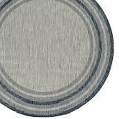 8' Blue And Gray Round Striped Indoor Outdoor Area Rug HomeRoots