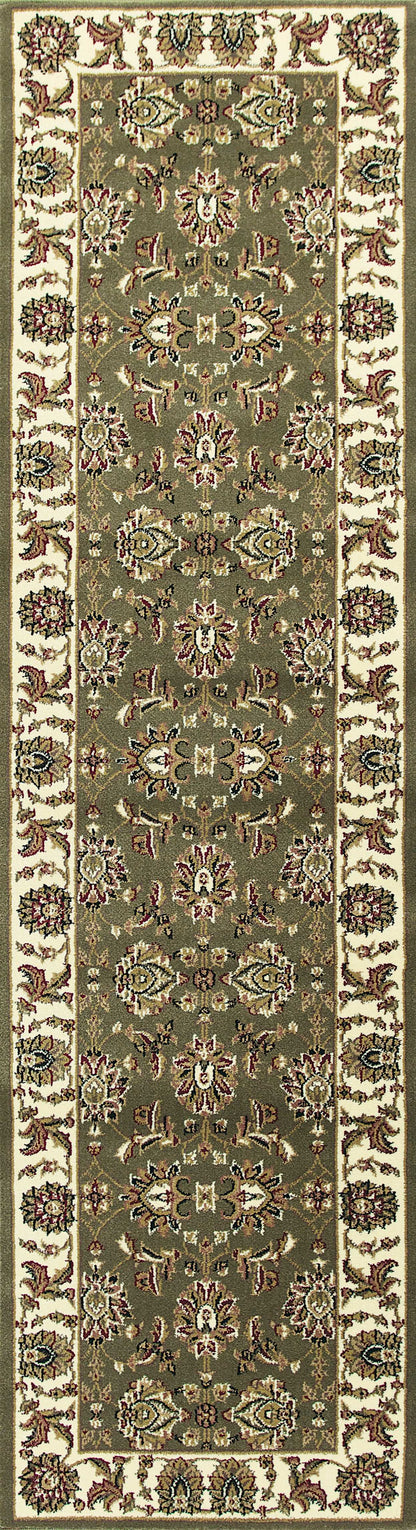 5' X 8' Green Ivory Machine Woven Floral Traditional Indoor Area Rug