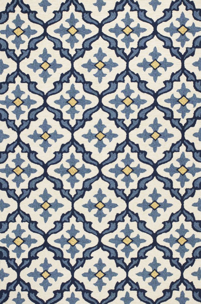 5' X 8' Ivory And Blue Moroccan Indoor Outdoor Area Rug HomeRoots
