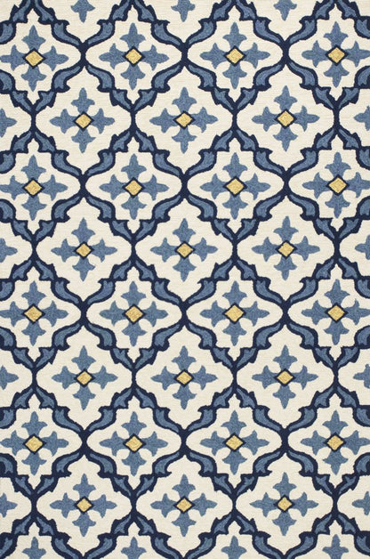5' X 8' Ivory And Blue Moroccan Indoor Outdoor Area Rug HomeRoots