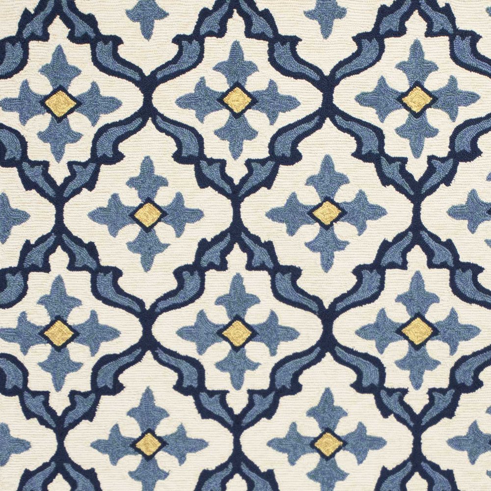 5' X 8' Ivory And Blue Moroccan Indoor Outdoor Area Rug HomeRoots