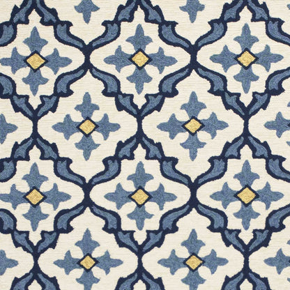 5' X 8' Ivory And Blue Moroccan Indoor Outdoor Area Rug HomeRoots