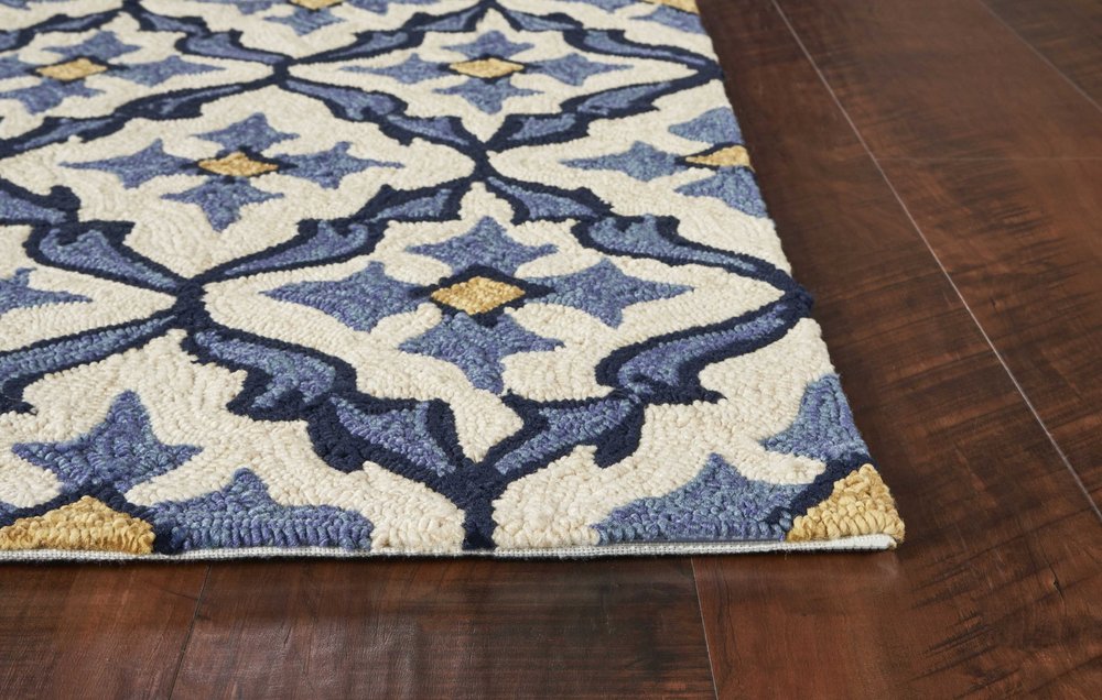 5' X 8' Ivory And Blue Moroccan Indoor Outdoor Area Rug HomeRoots