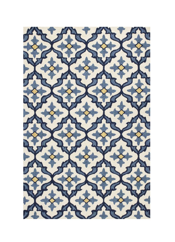 5' X 8' Ivory And Blue Moroccan Indoor Outdoor Area Rug — view 5