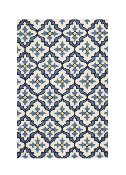 5' X 8' Ivory And Blue Moroccan Indoor Outdoor Area Rug HomeRoots