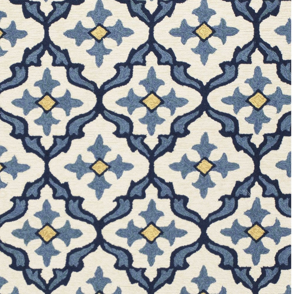 5' X 8' Ivory And Blue Moroccan Indoor Outdoor Area Rug — view 7