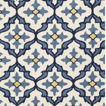 5' X 8' Ivory And Blue Moroccan Indoor Outdoor Area Rug HomeRoots