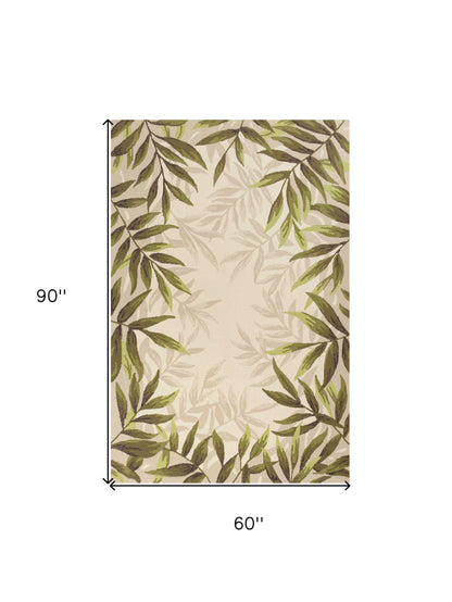 8'X10' Sand Beige Hand Hooked Uv Treated Bordered Coastal Sea Grass Indoor Outdoor Area Rug