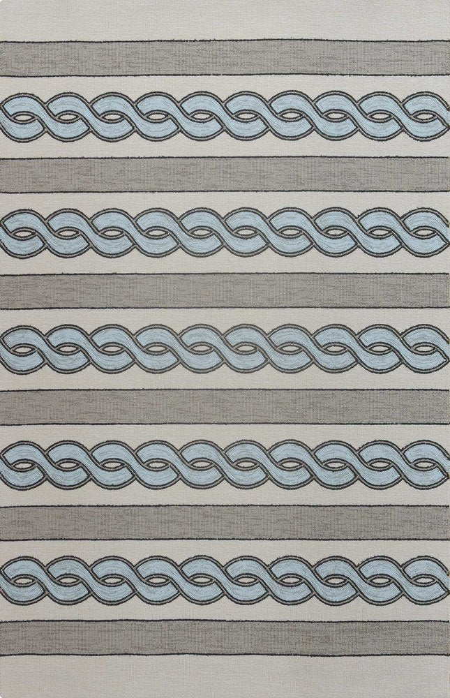 5' X 7' Ivory And Blue Abstract Handmade Indoor Outdoor Area Rug HomeRoots