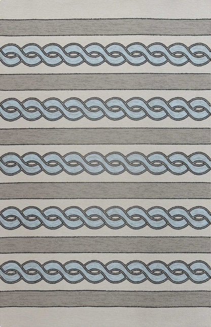 5' X 7' Ivory And Blue Abstract Handmade Indoor Outdoor Area Rug HomeRoots