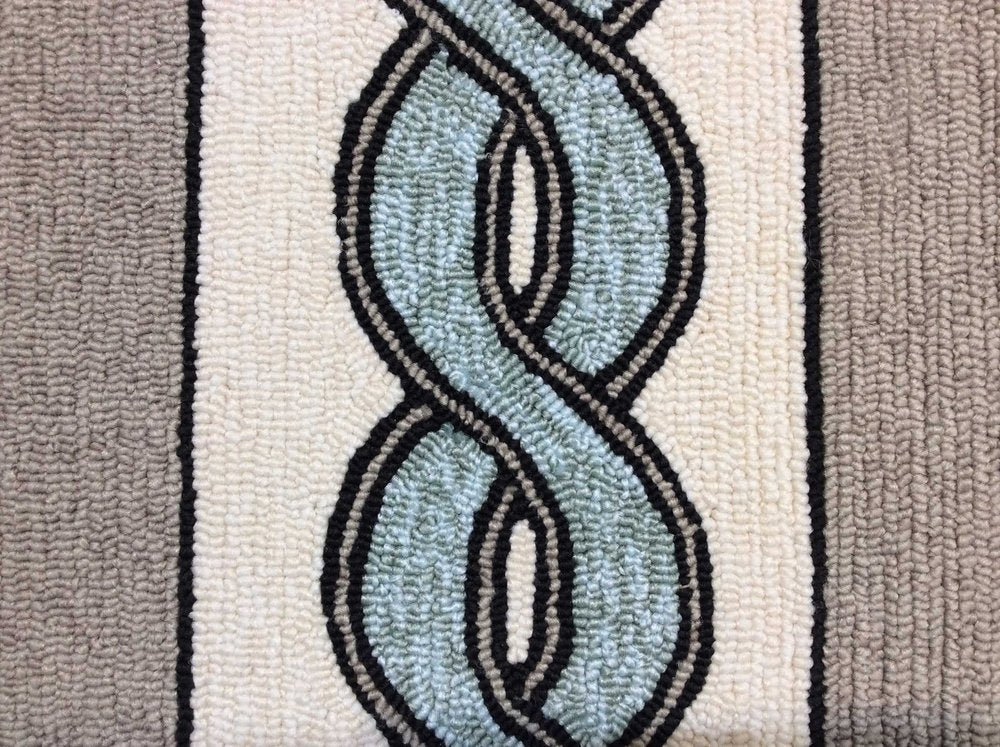 5' X 7' Ivory And Blue Abstract Handmade Indoor Outdoor Area Rug — view 2