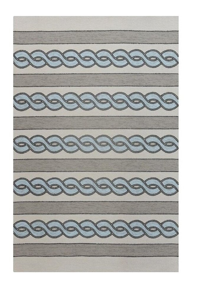 5' X 7' Ivory And Blue Abstract Handmade Indoor Outdoor Area Rug — view 4
