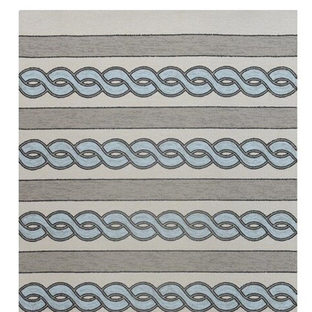 5' X 7' Ivory And Blue Abstract Handmade Indoor Outdoor Area Rug HomeRoots