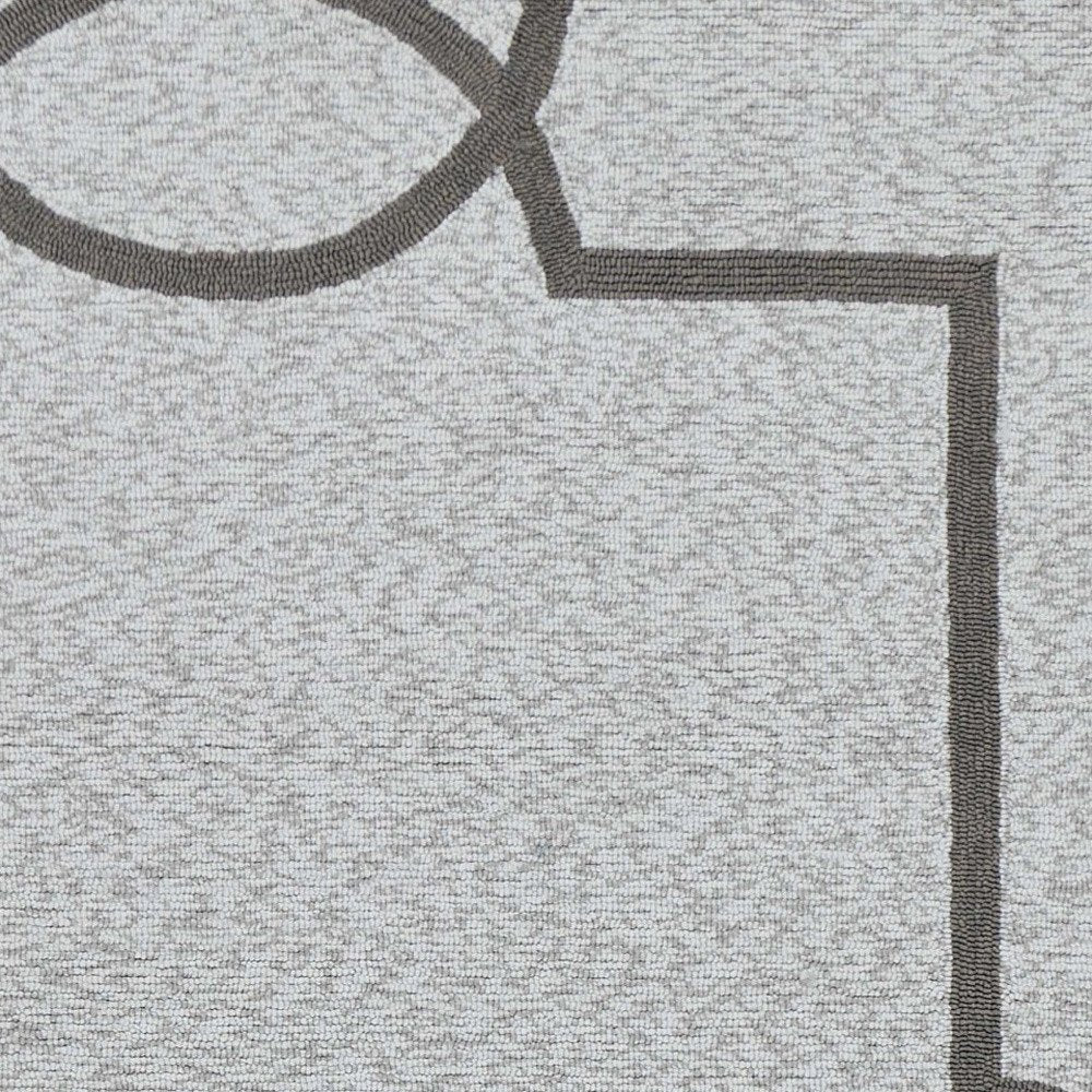 5' X 7' Ivory And Brown Geometric Handmade Indoor Outdoor Area Rug — view 6