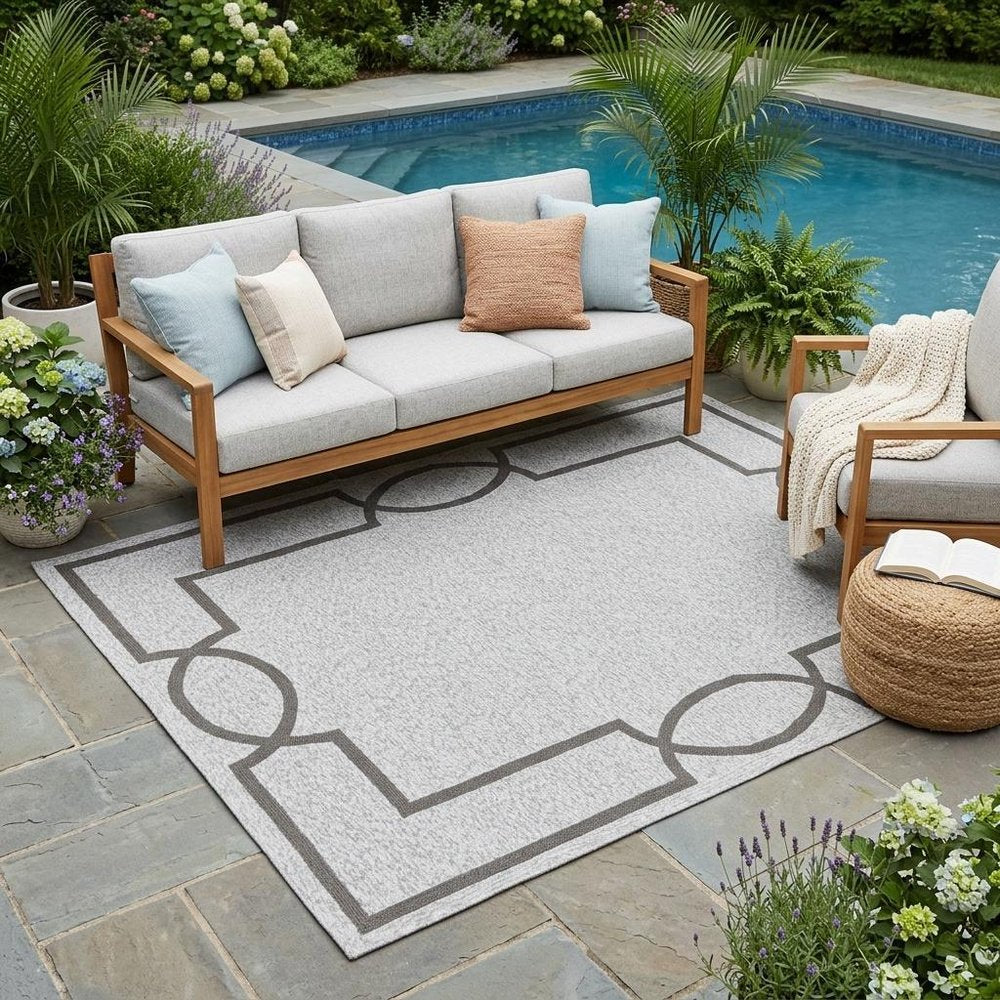 5' X 7' Ivory And Brown Geometric Handmade Indoor Outdoor Area Rug HomeRoots