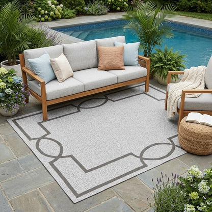 5' X 7' Ivory And Brown Geometric Handmade Indoor Outdoor Area Rug HomeRoots