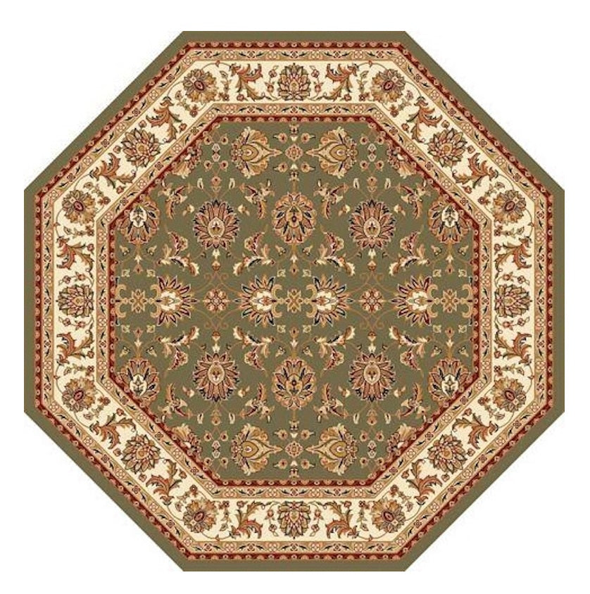 5' X 8' Green Ivory Machine Woven Floral Traditional Indoor Area Rug