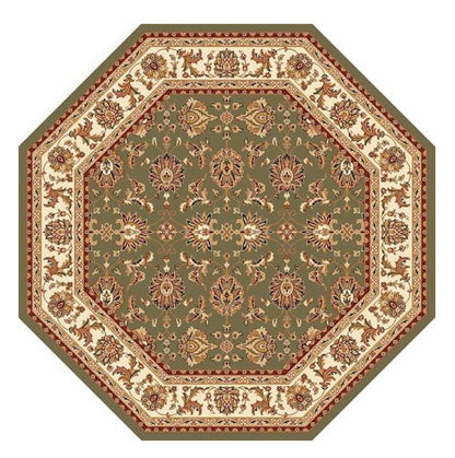 5' X 8' Green Ivory Machine Woven Floral Traditional Indoor Area Rug