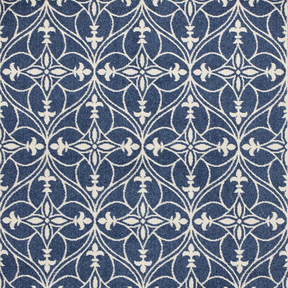 8'X11' Denim Blue Machine Woven Uv Treated Ogee Indoor Outdoor Area Rug