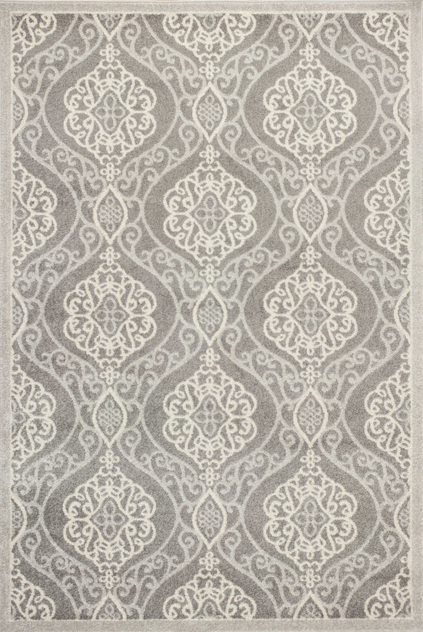 7' X 11' Silver Geometric Mosaic Uv Treated Indoor Area Rug