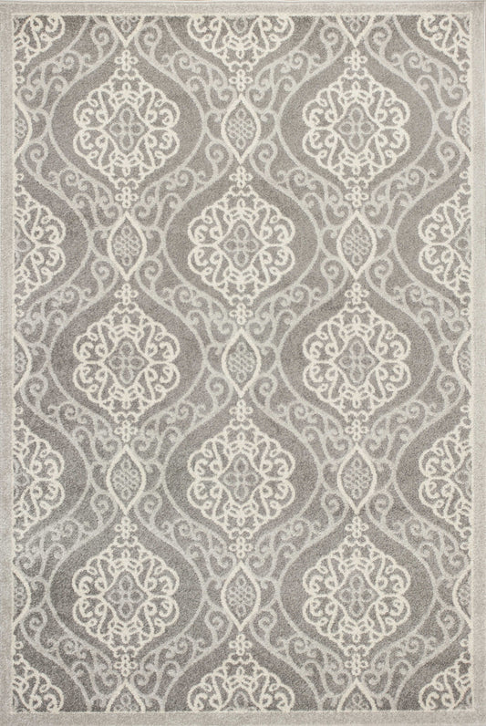 7' X 11' Silver Geometric Mosaic Uv Treated Indoor Area Rug