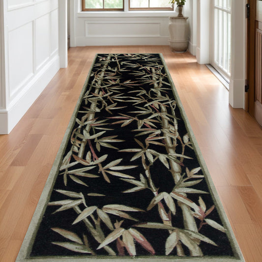 5' X 8'  Wool Black Area Rug