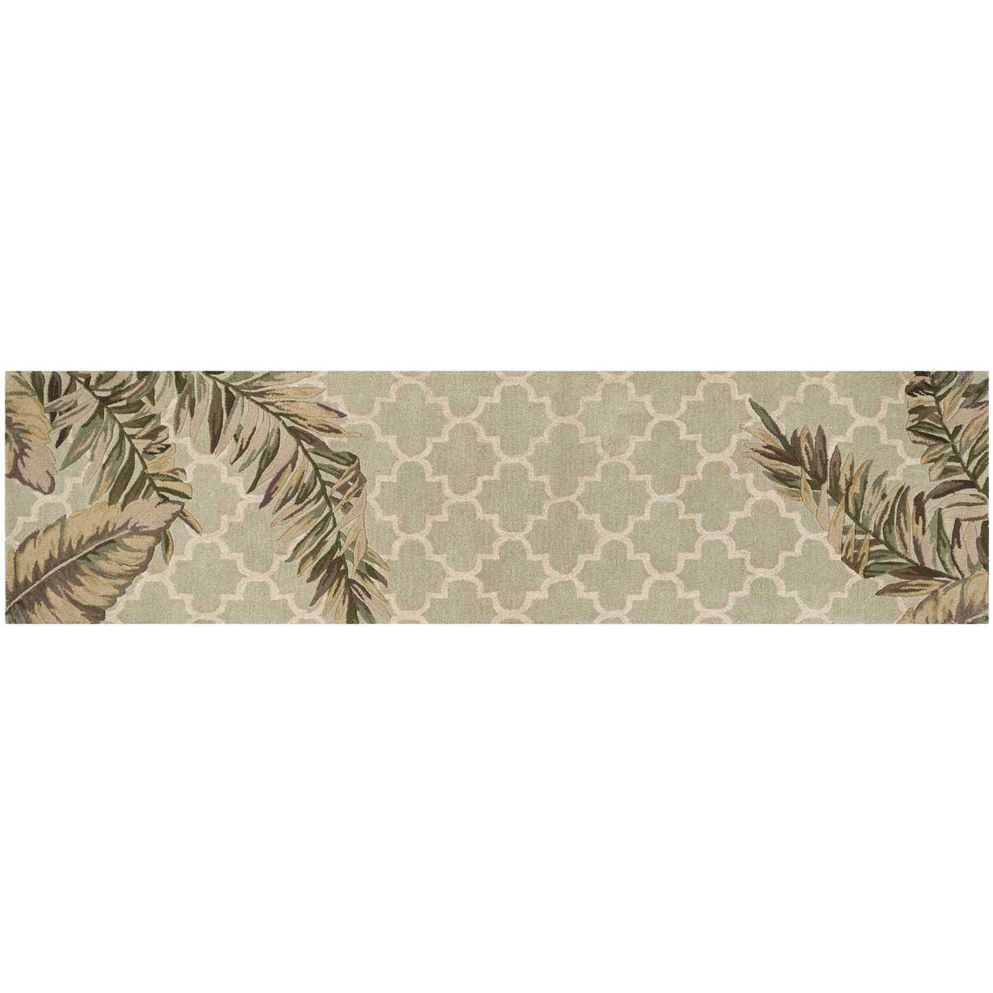 5'X8' Sage Green Hand Tufted Tropical Quatrefoil Indoor Area Rug