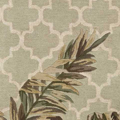 5'X8' Sage Green Hand Tufted Tropical Quatrefoil Indoor Area Rug