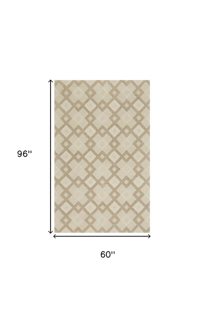 8' X 11' Ivory Wool Geometric Hand Tufted Area Rug