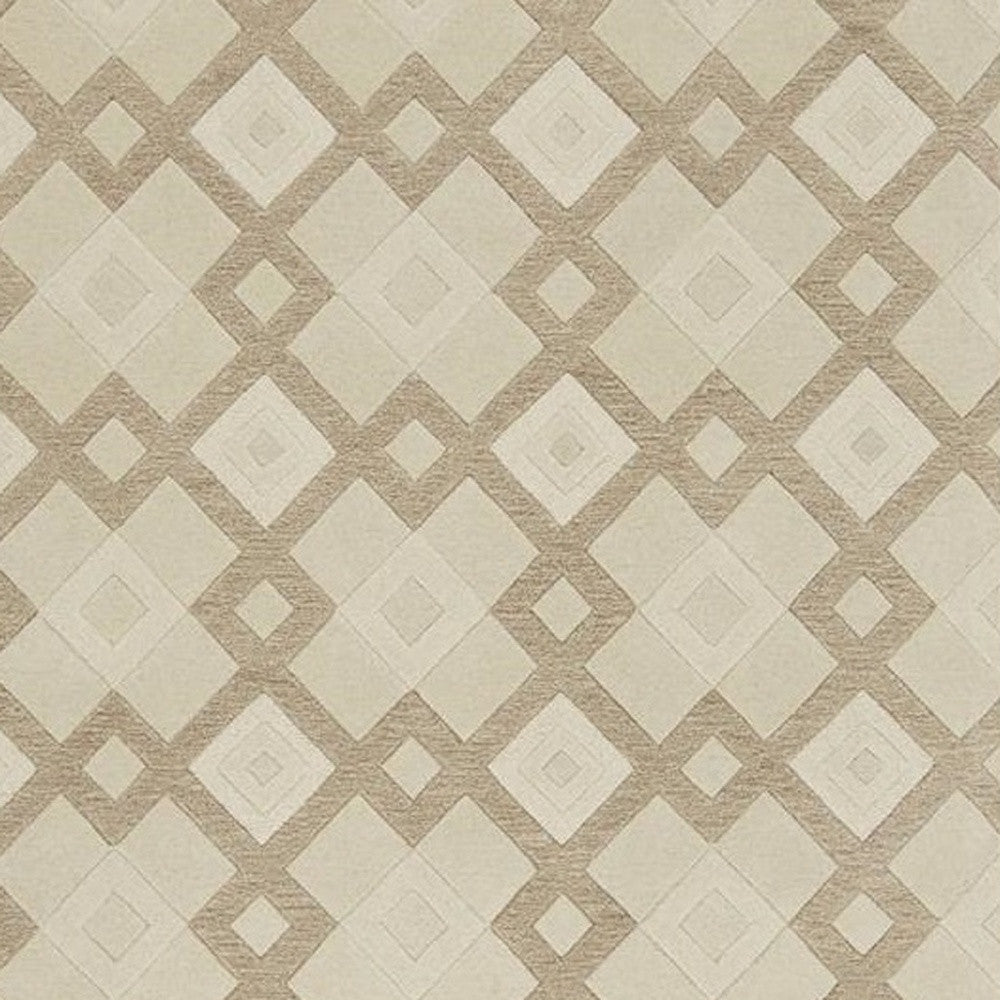 8' X 11' Ivory Wool Geometric Hand Tufted Area Rug