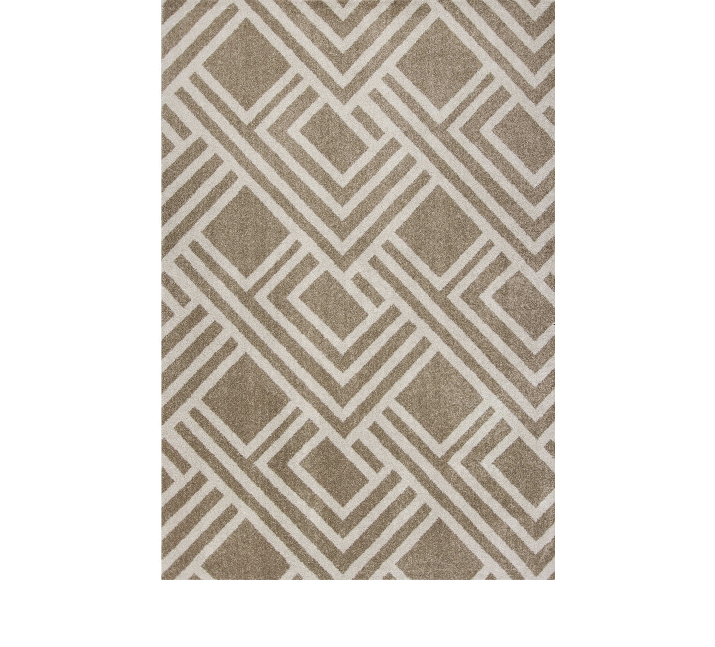 2'X4' Beige Machine Woven Uv Treated Geometric Indoor Outdoor Accent Rug