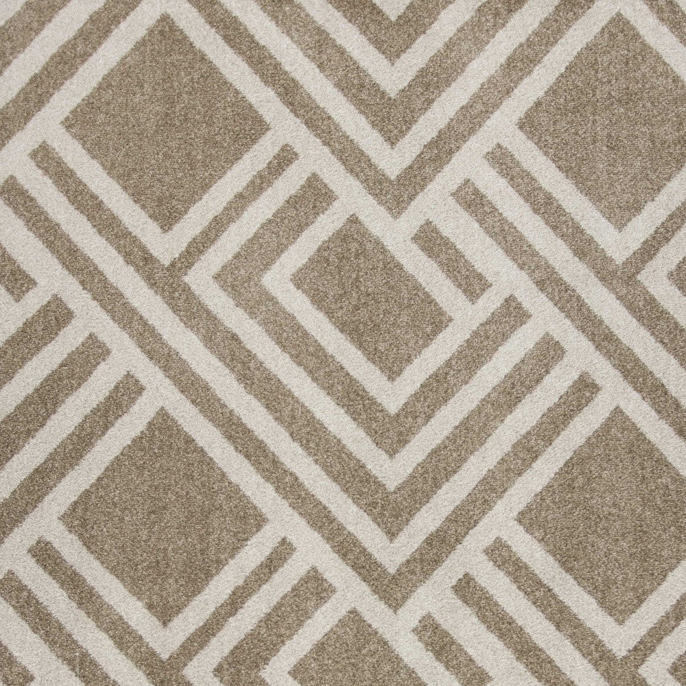 2'X4' Beige Machine Woven Uv Treated Geometric Indoor Outdoor Accent Rug