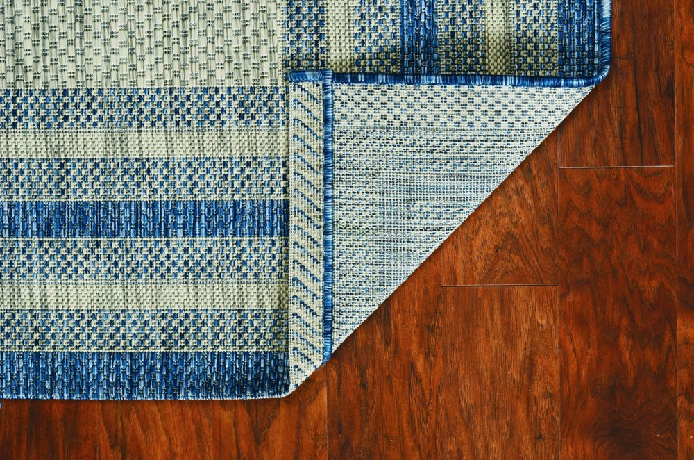 3' X 4' Blue And Green Striped Indoor Outdoor Area Rug — view 7
