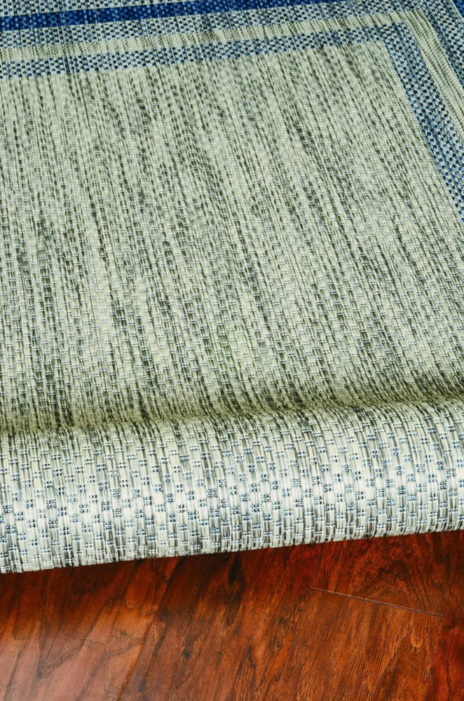 3' X 4' Blue And Green Striped Indoor Outdoor Area Rug HomeRoots