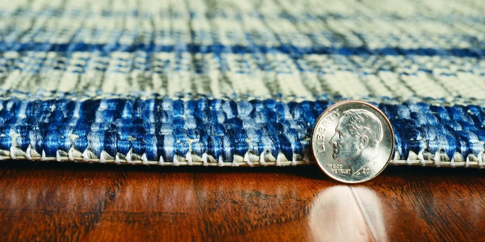 3' X 4' Blue And Green Striped Indoor Outdoor Area Rug — view 8