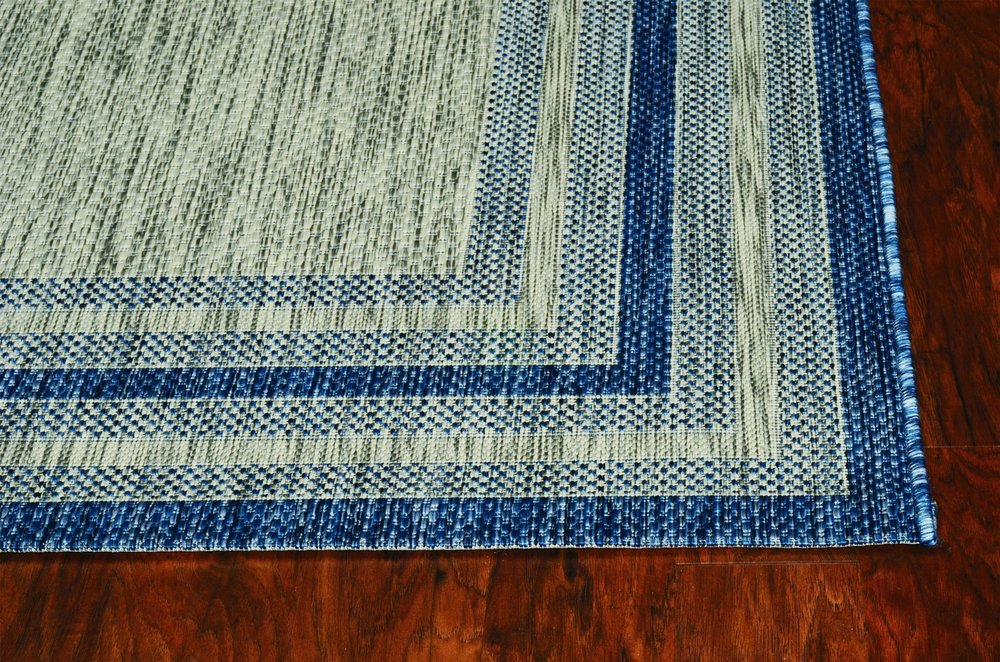 3' X 4' Blue And Green Striped Indoor Outdoor Area Rug HomeRoots